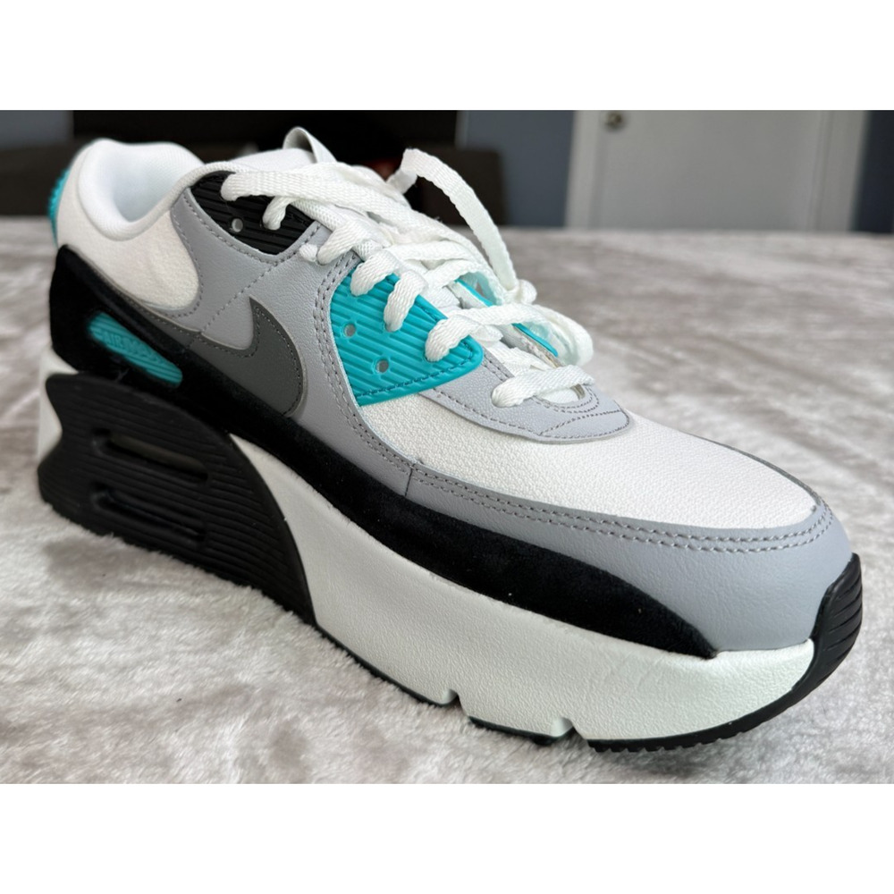 Nike Air Max 90 LV8 Black Grey White Teal Platform Sneakers Womens Size 10 NWB